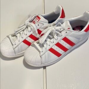 Adidas Classic White and Red Striped Sneakers